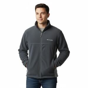 Columbia Fleece Jacket Mens L Black Full Zip Pockets Gorpcore Outdoor Campcore